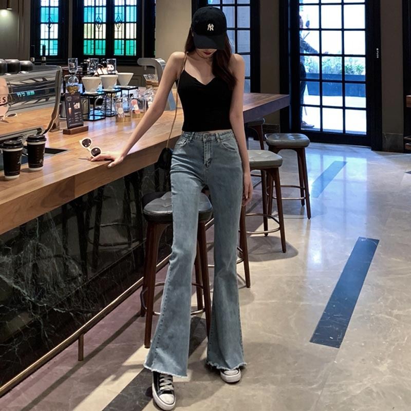 Celana jeans wanita terbaru high-waist korean style berkobar celana kulot wanita korea