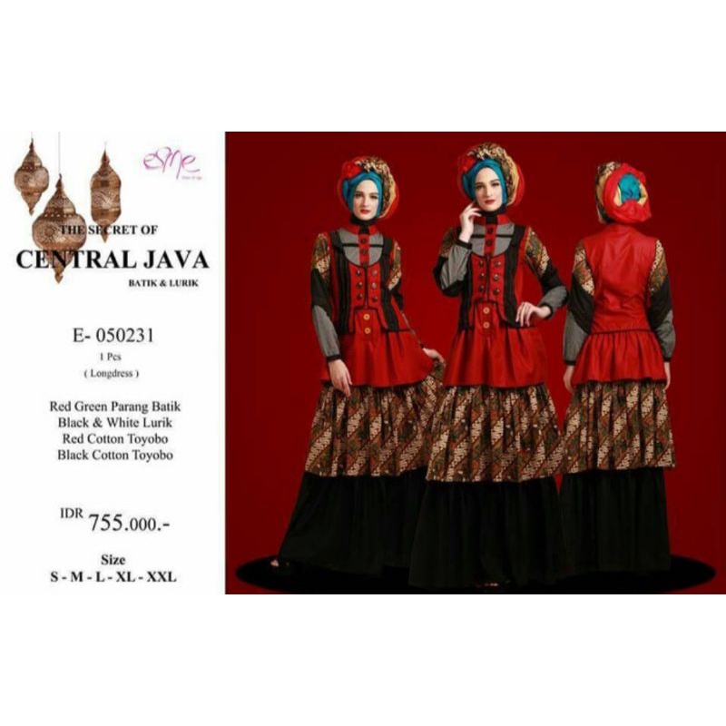 PL / preloved Esme batik size L merah bukan tuneeca pl/preloved