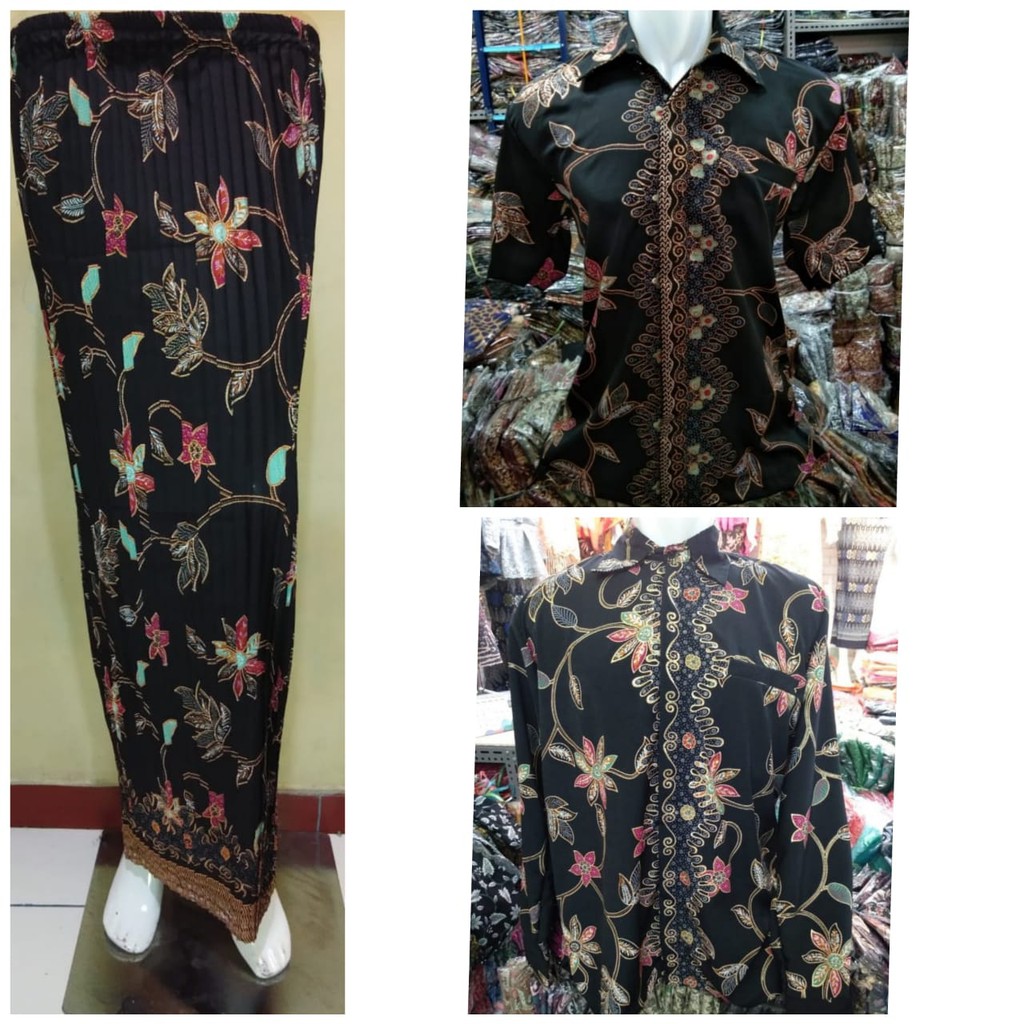 PROMO SET COUPLE BATIK HITAM / SET COUPLE KEMEJA BATIK HITAM