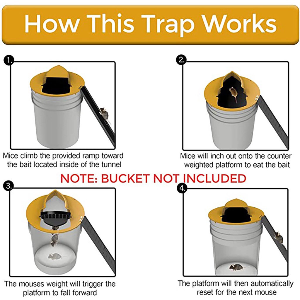 Mouse Trap Original Rat Jebakan Perangkap Tikus / Flip Slide Bucket Lid Rat Mouse trap Ember Reusable Untuk Outdoor-6