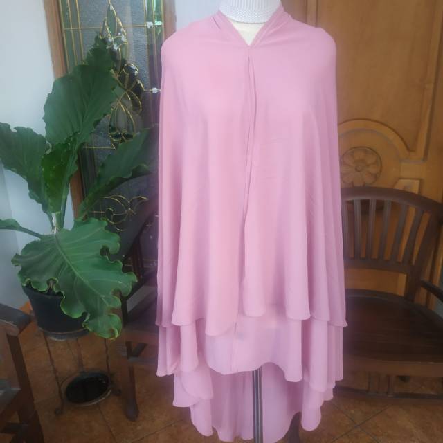 Khimar Hijab Syari Ceruti 2 Layer Non Pet Bukaan Depan Preloved