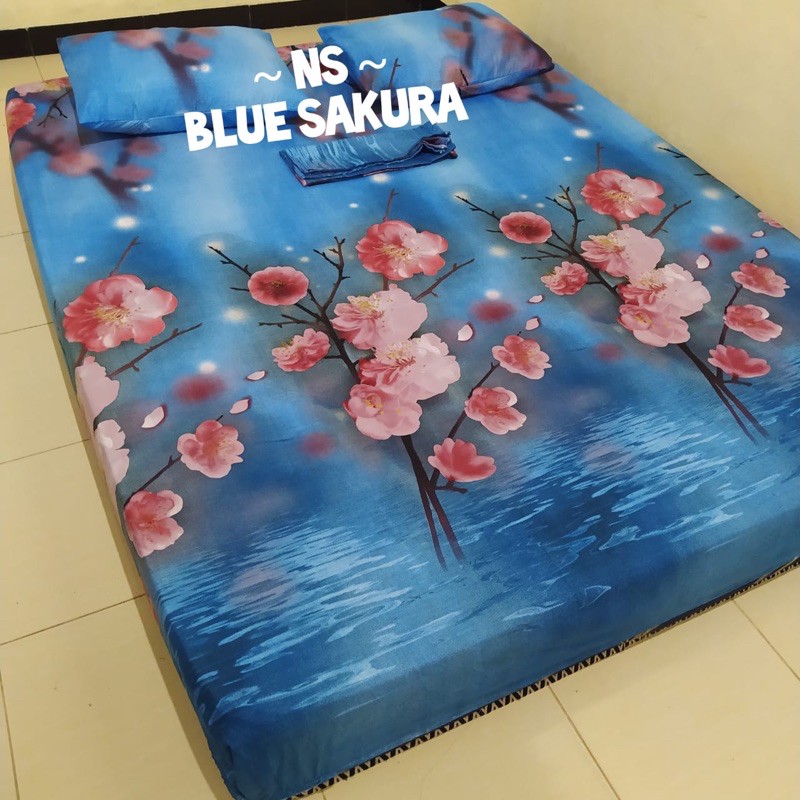 Sprei motif bunga BLUE SAKURA