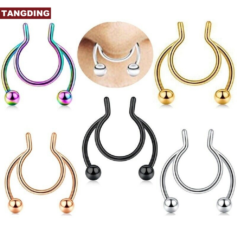 【COD Tangding】Cincin Tindik Hidung Palsu Bahan Stainless Steel