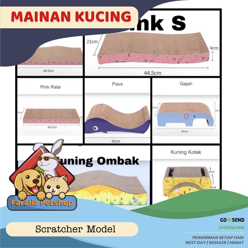 Papan Garukan Kucing Besar Motif Ombak Wave Liuk Gajah Paus Cat Scratcher Cakaran Kuku