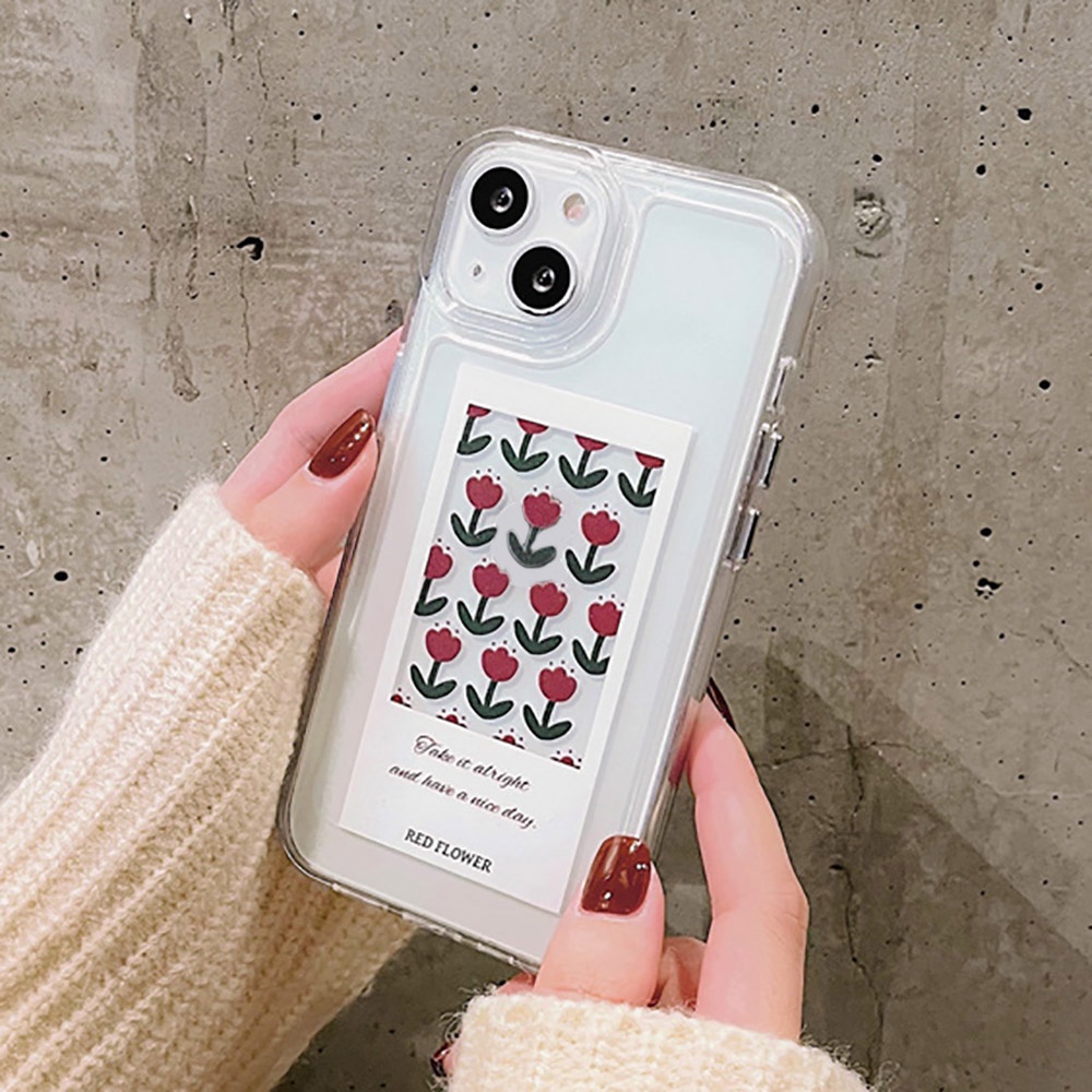 Soft Case Transparan Motif Bunga Tulip Untuk iPhone 13 11 12 Pro Max X XR XS Max 7 8 Plus SE 2020 2022