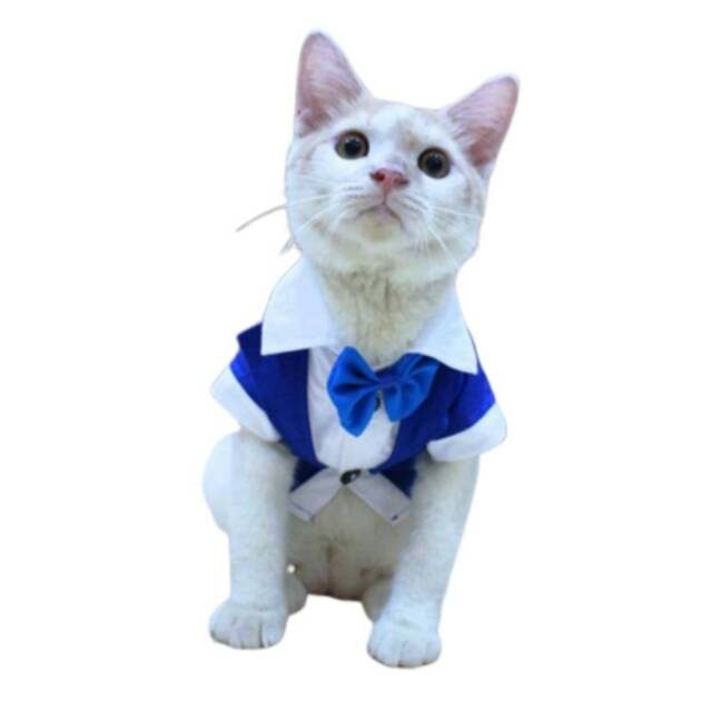 Tuxedo biru atau merah untuk kucing dan anjing size S M L XL / baju kucing murah 2019