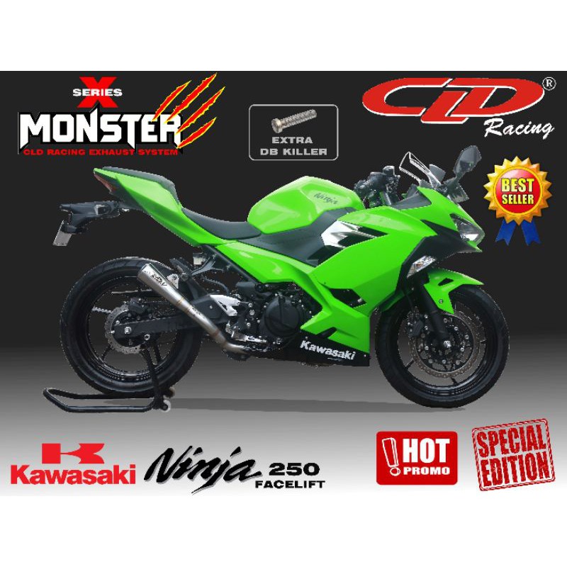 KNALPOT CLD RACING TYPE MONSTER X SERIES NINJA 250 FI, NEW NINJA 250 FACELIFT,NINJA RR MONO