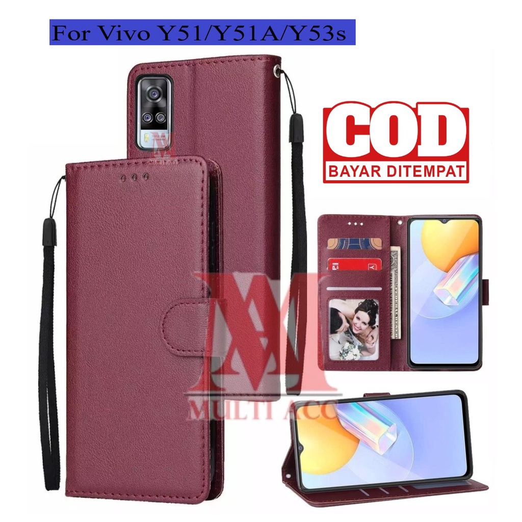 VIVO Y51/Y51A/Y53s Leather Flip Cover Wallet Case Kulit Case Wallet Leather Flip Case