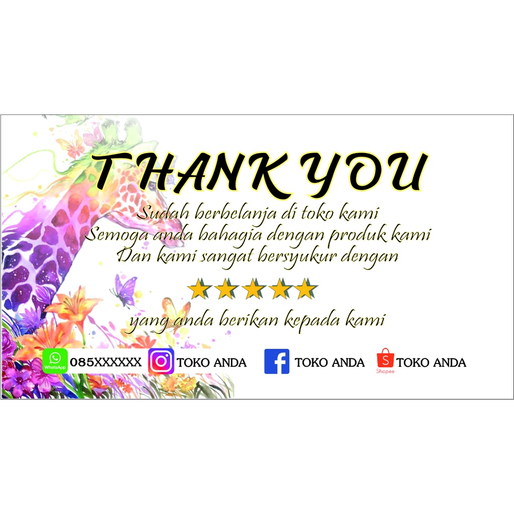 Jual Thank You Card Olshop Os Kartu Ucapan Terimakasih Kartu