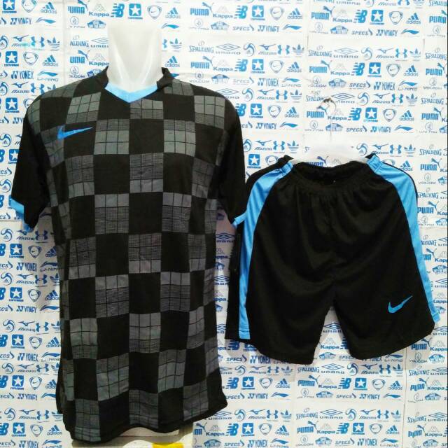 Baju Kaos Futsal Jersey Bola Setelan Futsal Nike RC Hitam Biru