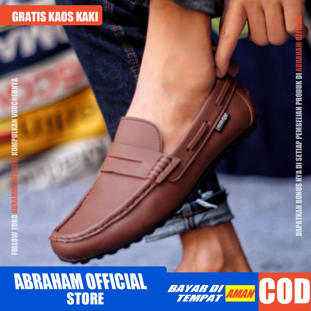 ABRAHAM Sepatu Casual Slip On Kerja Slop Hitam Pria