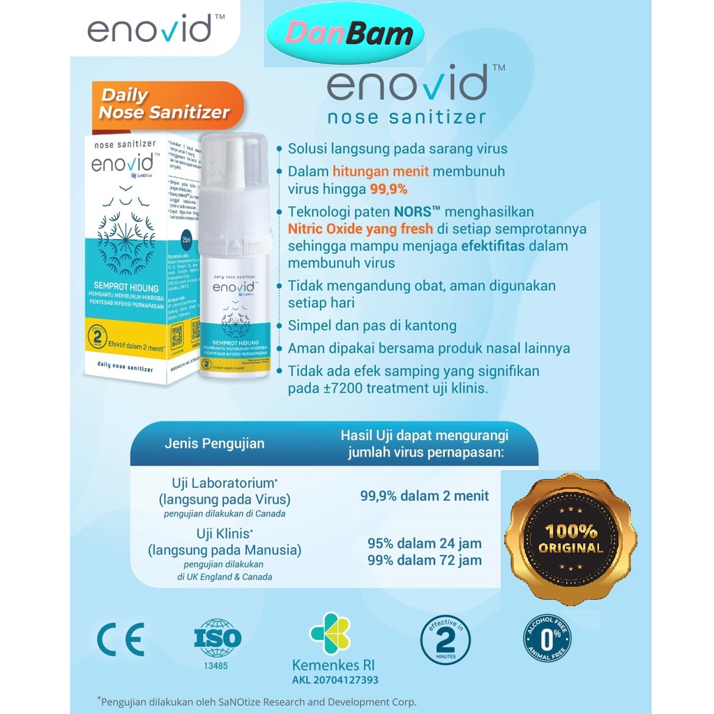 Enovid Daily Nose Sanitizer Spray Membunuh Covid-19