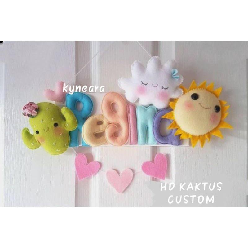 hiasan kamar anak kaktus custom nama