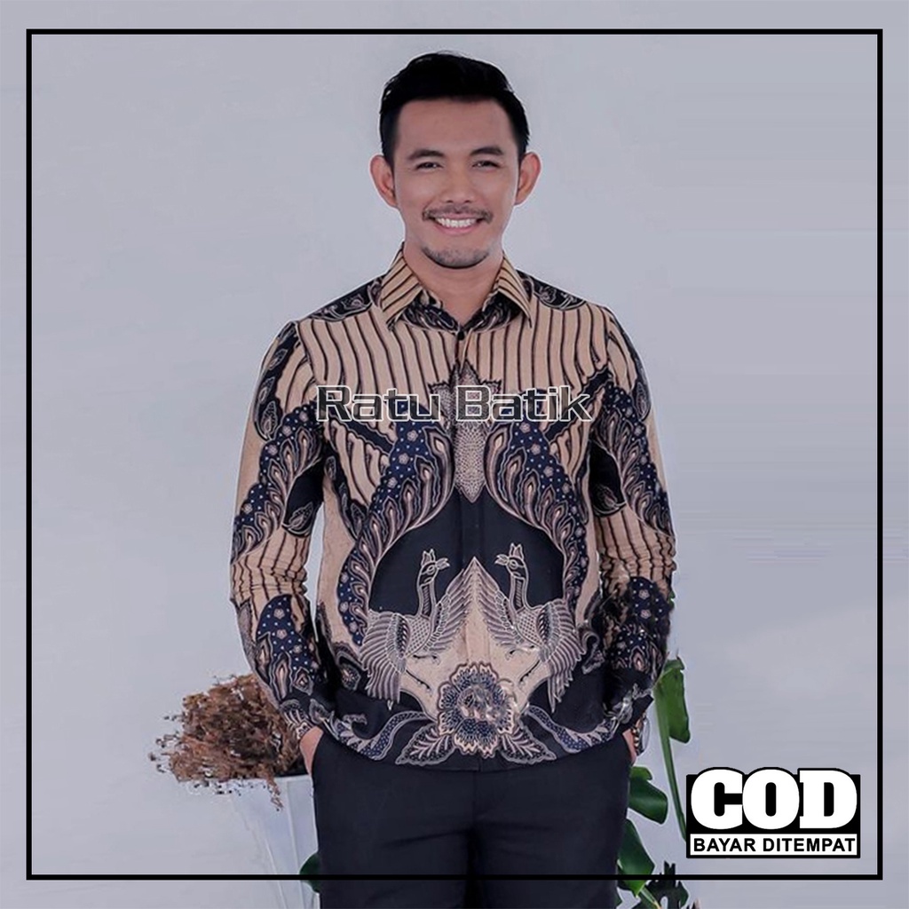 RATU BATIK - Kemeja batik kekinian Baju Pria Lengan Panjang batik pria Modern Premium