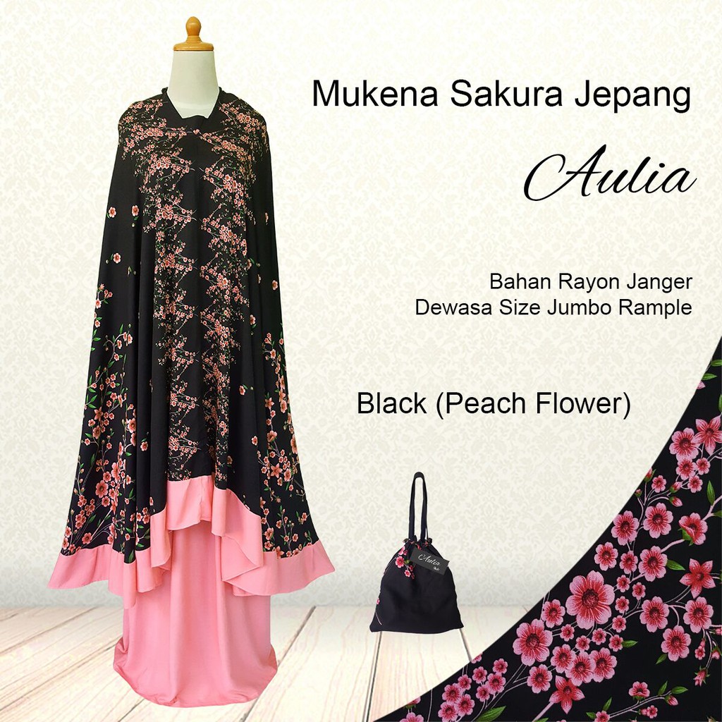 Mukena Bali Sakura Jepang Black Series Jumbo