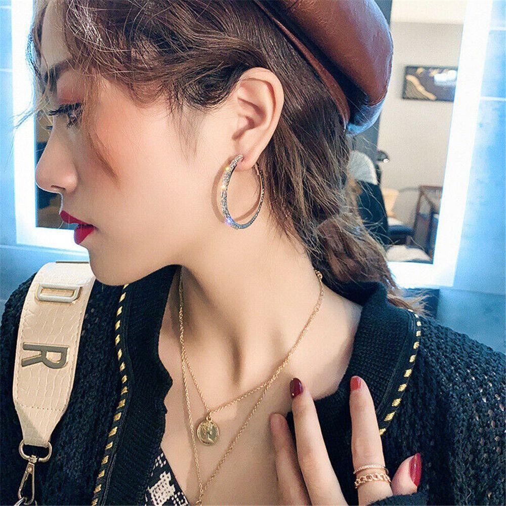 Lily Anting Hoop Bulat Pesta Cantik Pernikahan Pertunangan Lingkaran Besar Elegan Kristal Zircon