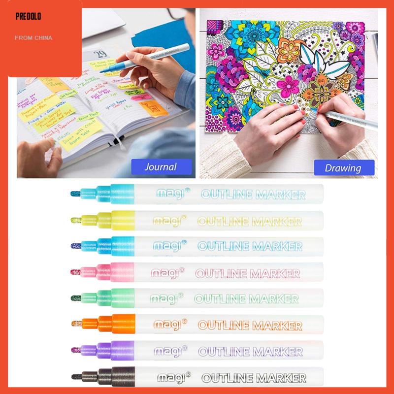 [In Stock] Double Line Outline Pen for School Highlighter Scrap Booking Card