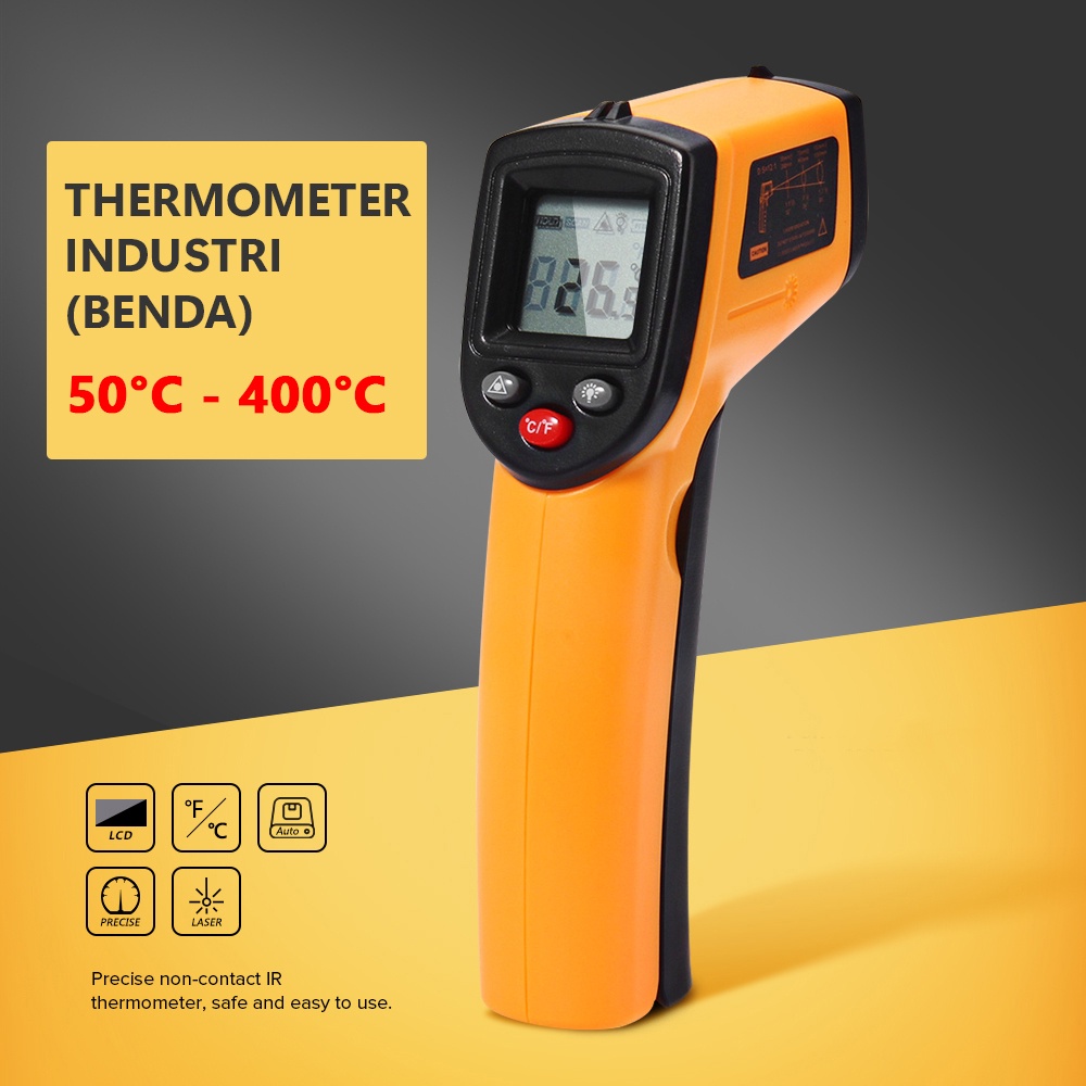 Thermometer Industri Laser Infrared Non Contact Termometer Benda Industrial Suhu Tinggi