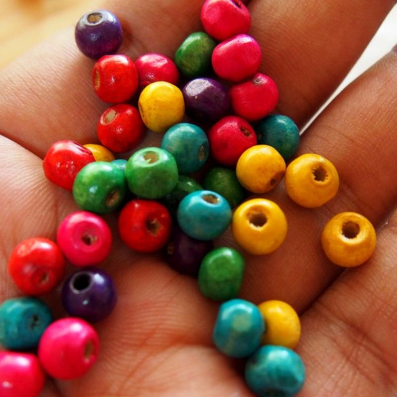 Mote kayu Warna - Mote kayu bulat 8mm - Monte kayu Warna