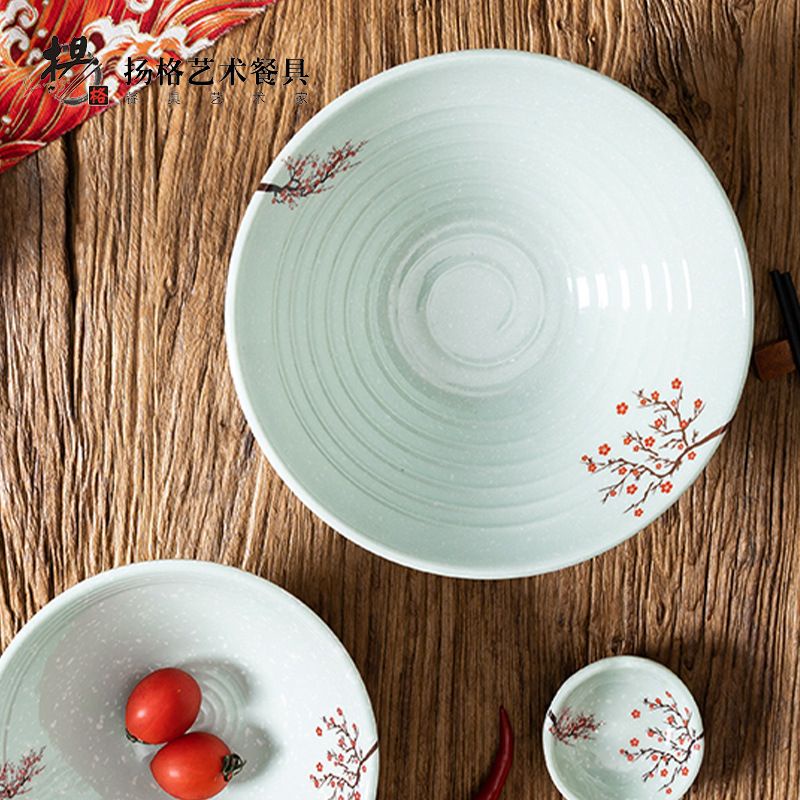 set peralatan makan melamin estetik piring sendok mangkok motif sakura