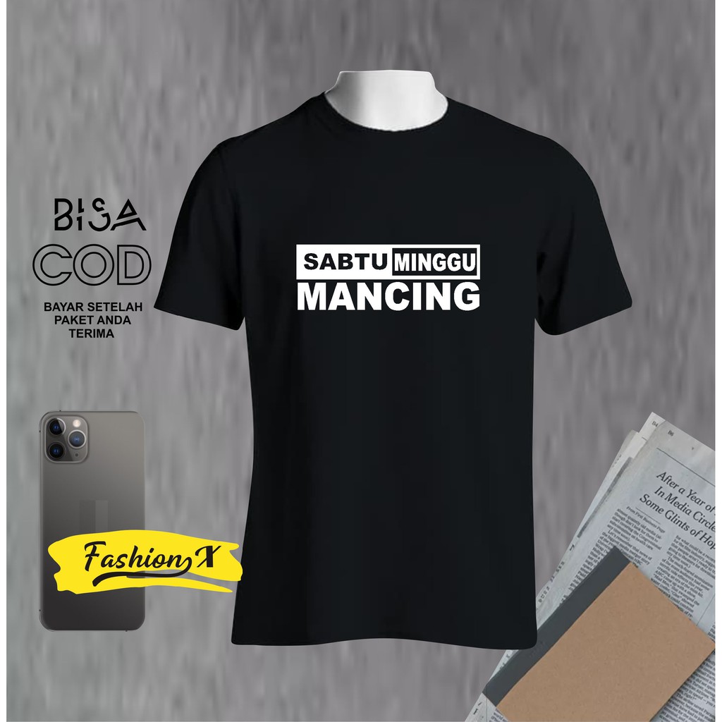 Kaos Pria Distro Keren Sabtu Minggu Mancing Bandung Original Murah/Baju Oblong Katun 30s
