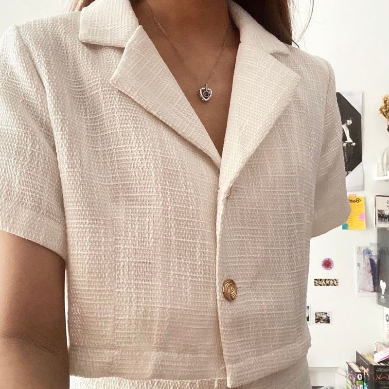 SET Tweed Suit Top Skirt