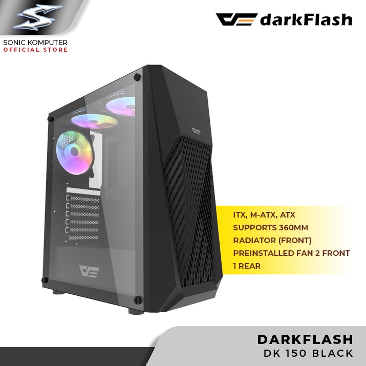 DARKFLASH DK150 BLACK ATX ITX M-ATX TEMPERED GLASS PC GAMING CASING