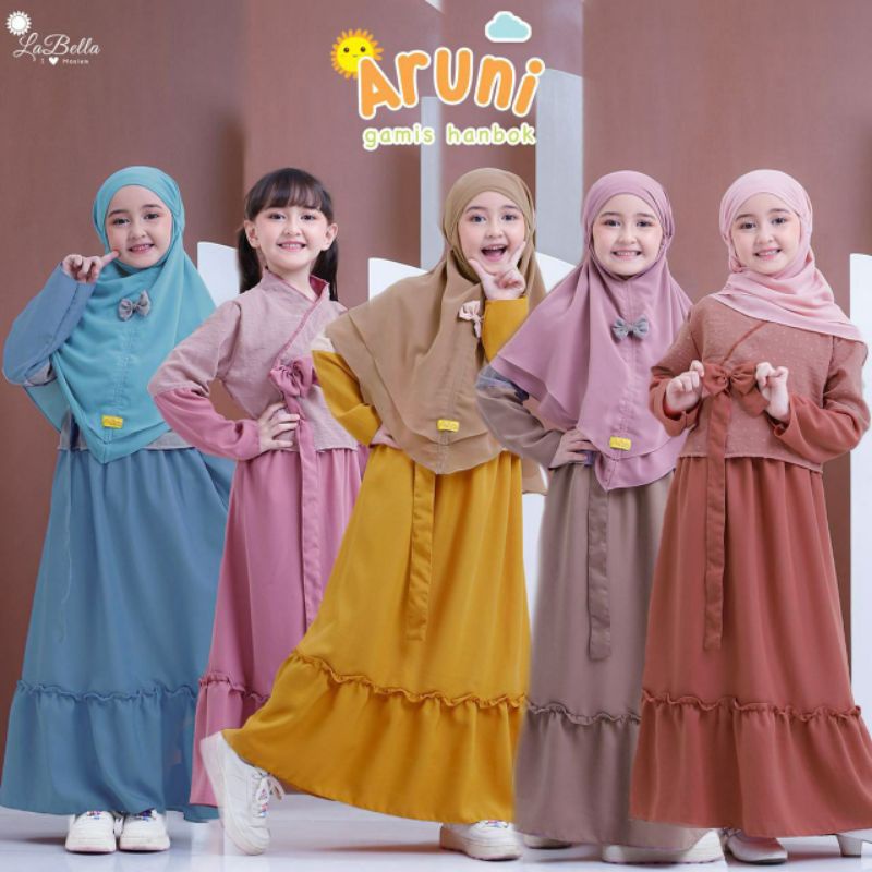 Set Gamis Hanbok Korea Perempuan Anak Modern Wollycrepe Aruny Labella