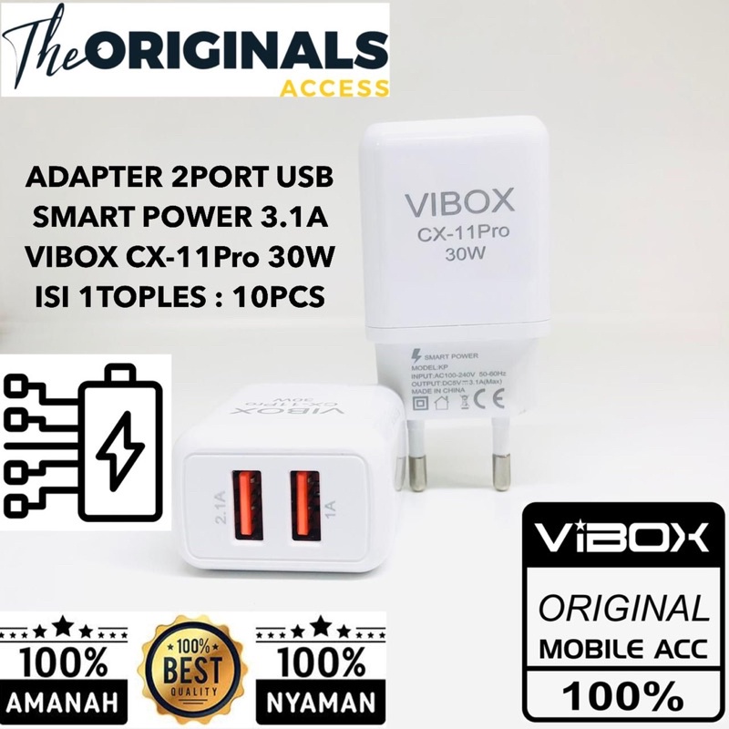 PERTOPLES BATOK CHARGER 2USB VIBOX CX11PRO 30W 3.1A SMART POWER CX11 Pro