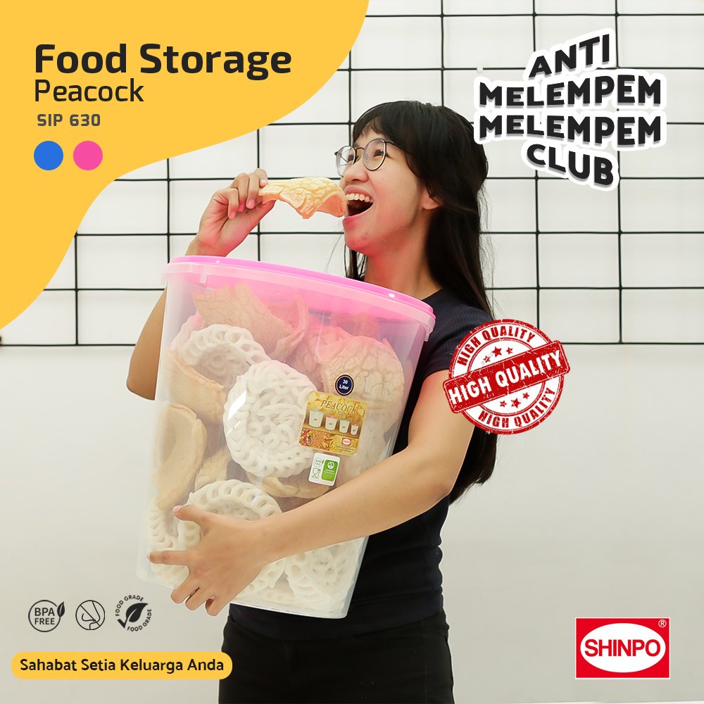 ( BISA COD ) PROMO Shinpo SIP-625 / SIP-630 Peacock Series / Toples Plastik Polos / Tempat Cemilan / Food Storage / Wadah Makanan