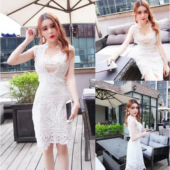 JES-PS1217 mini dress bodycon sexy-party dress brokat-baju gaun pesta