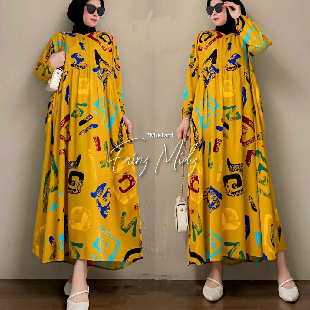 FAIRY MIDI DRESS / MIDI DRESS RAYON VISCOSE / MIDI DRESS JUMBO BUSUI / MIDI DRESS MOTIF KEKINIAN / G