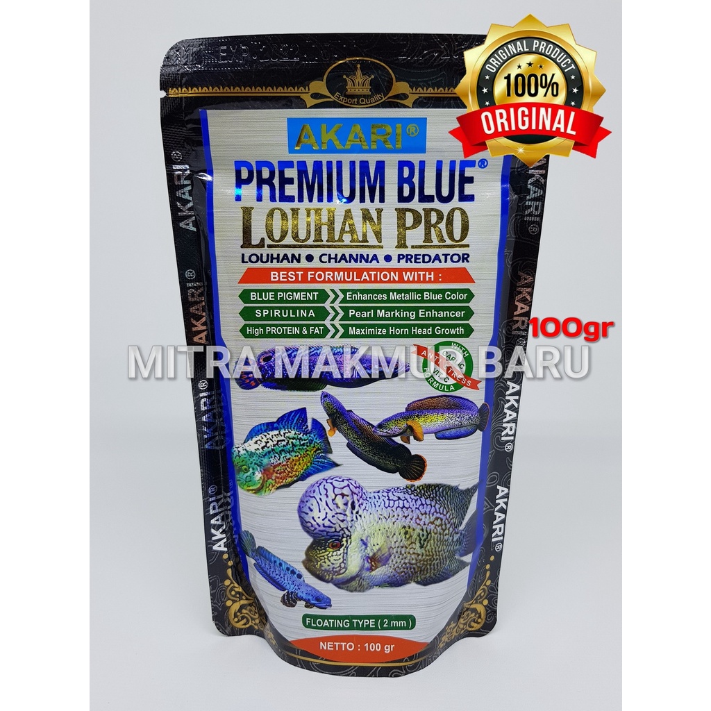 Pelet Louhan AKARI PREMIUM BLUE LOUHAN PRO 100gr Pakan LOUHAN PRO AKARI PREMIUM BLUE 100 gr Pelet Ik