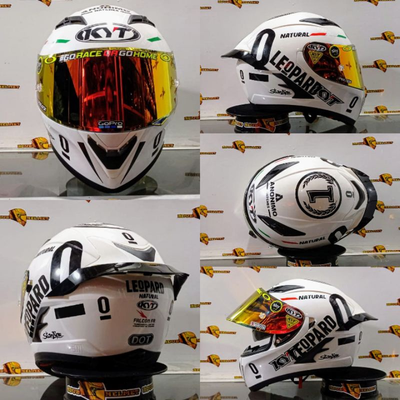 Helm kyt falcon black doff paket ganteng costum Red BuLL-WHITE /Leopard/GOLD