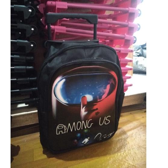Best Stock Amoung US Ransel Troly anak sekolah Tas anak laki-laki Ransel roda