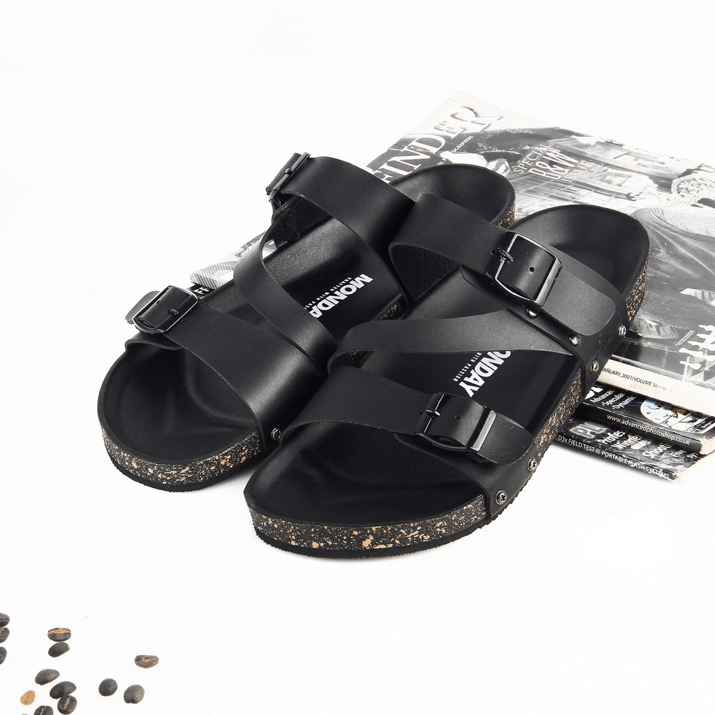 NOZELL BLACK |FORIND x Monday| Original Sendal Jepit Kulit Santai Kasual Pria/Cowok Sandal Footwear