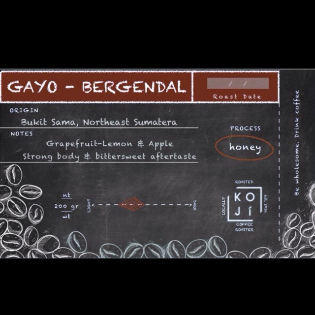 

KOJi Roasted beans - single origin : Gayo - Bergendal (honey) 200gr