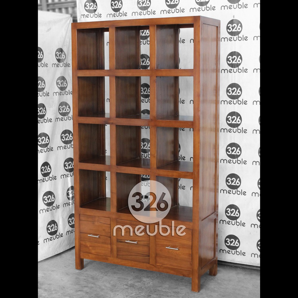 Rak Buku Minimalis Jati - Sekat Ruangan - Partisi Ruangan Jati