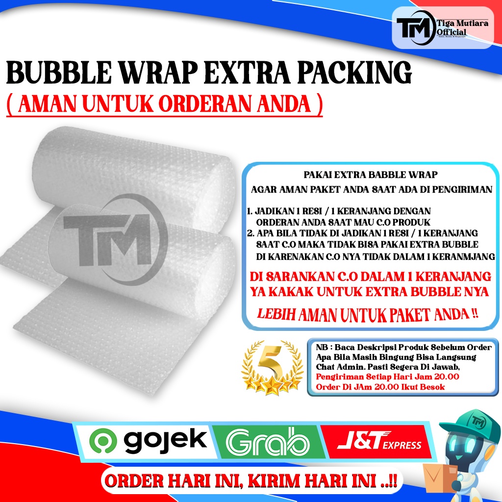 

BUBBLE WRAP EXTRA PACKING AMAN UNTUK ORDERAN ANDA