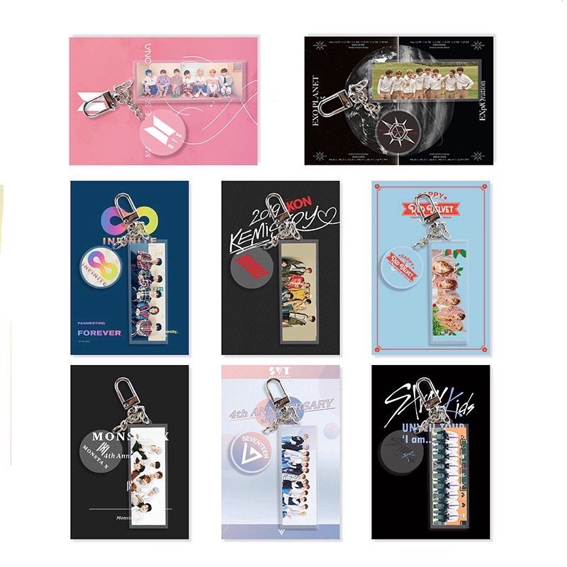 KPOP BTS Keychain EXO Clear Keyring Red Velvet IKON Stray Kids MONSTA X SEVENTEEN Bag Pendant Charm