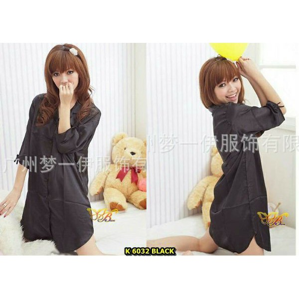 Bajutidur Daster Dress Piyama Baju tidur Satin Seksi XL Menyusui Hitam Murah
