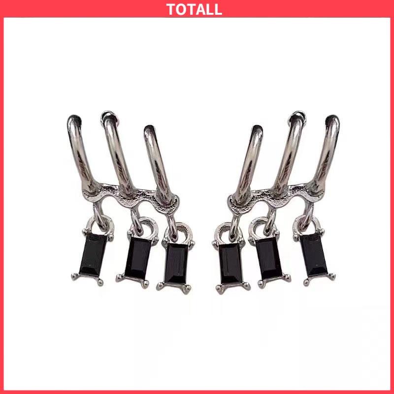 COD Anting Pejantan Zirkon Gelap Wanita Manis Keren Gaya Niche Design Personality Earrings-Totall