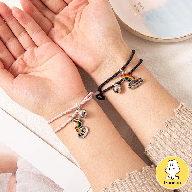 2 Pcs/set Adjustable Magnetic Braided Gelang Pasangan Gaya Etnis Cina -Doo