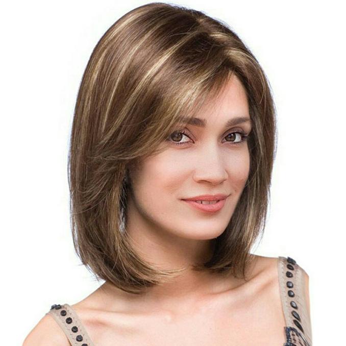 Wig Rambut Wanita Lurus Pendek & Elegan