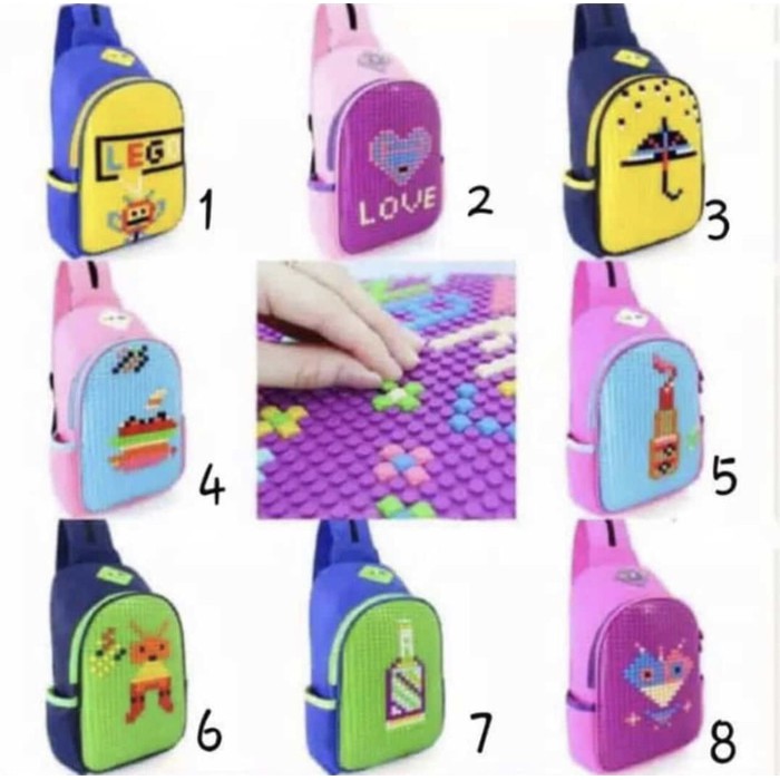 Tas Selempang Anak Cewek Cowok Murah Poli Amber Waistbag Spiderma HW592 Sling Bag Lego Pixel Jigsa