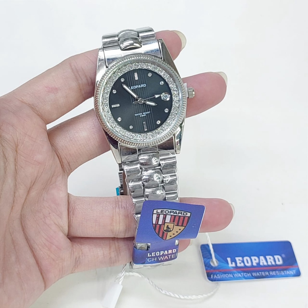 Jam Tangan Wanita B7538J Tali Rantai Case Permata Tanggal Aktif Free Box &amp; Baterai