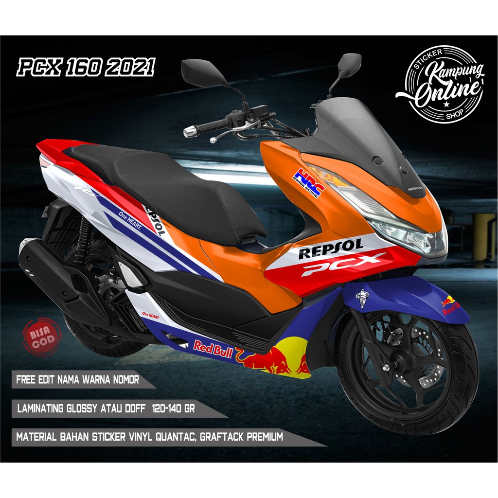 decal full body striping stiker sticker PCX 160 2021 desai REPSOL variasi