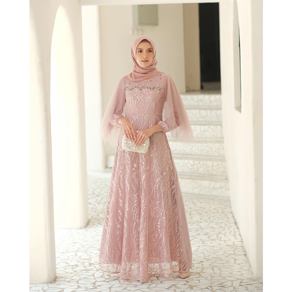 Gamis Brukat Modern Terbaru, Gamis Remaja Dress Wanita Dress Kondangan Lamaran Wisuda Lebaran 2022-7