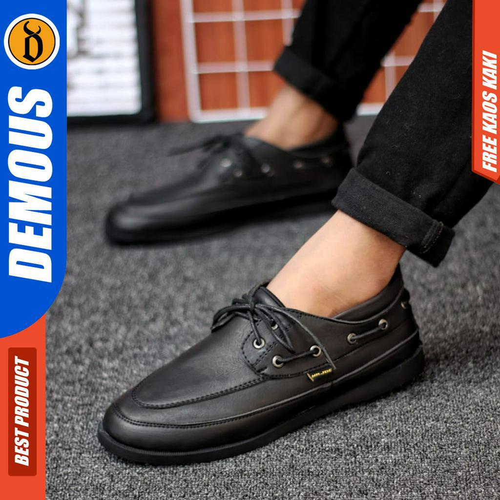 DEMOUS DARIO - Sepatu Pantofel Kerja Formal Casual Hitam Pria