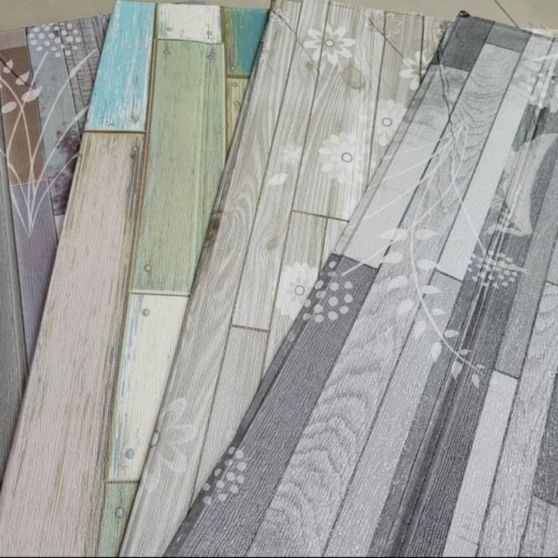 wallpaper foam premium permukaan timbul motif kayu rustik kombinasi
